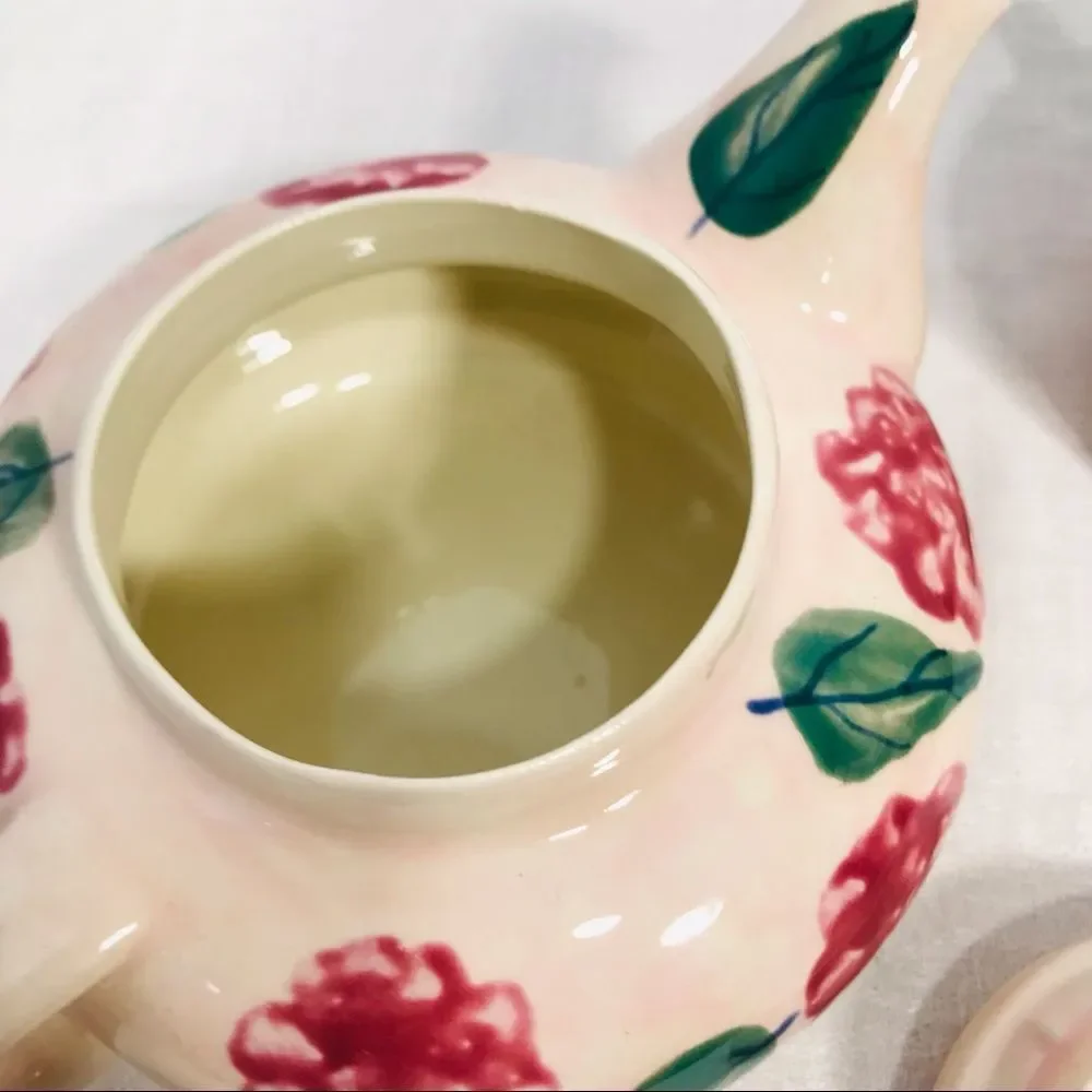 Ceramic Teapot Cup Set Floral Painted Personal Size Tea Party Set Tea Cup